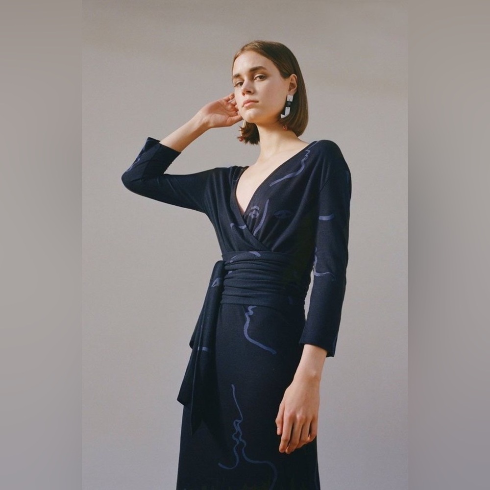 Paloma Wool Delfina blue maxi dress faces print